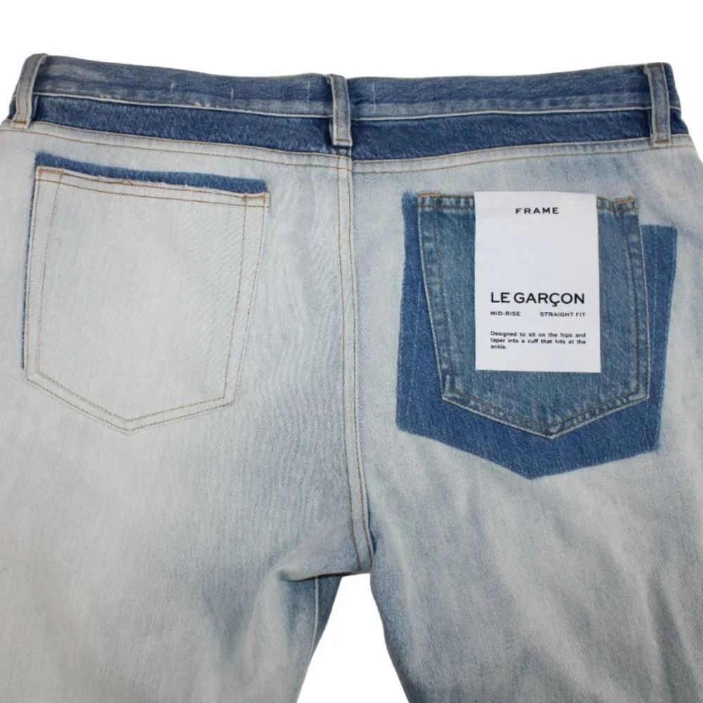 Frame Dinsmore Le Garcon Mix Media Blue Fade  Denim Mid Rise Straight